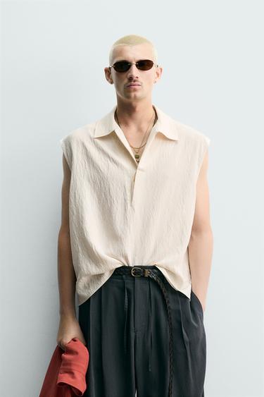 Zara 寬鬆版坦克 POLO 衫 - 米色