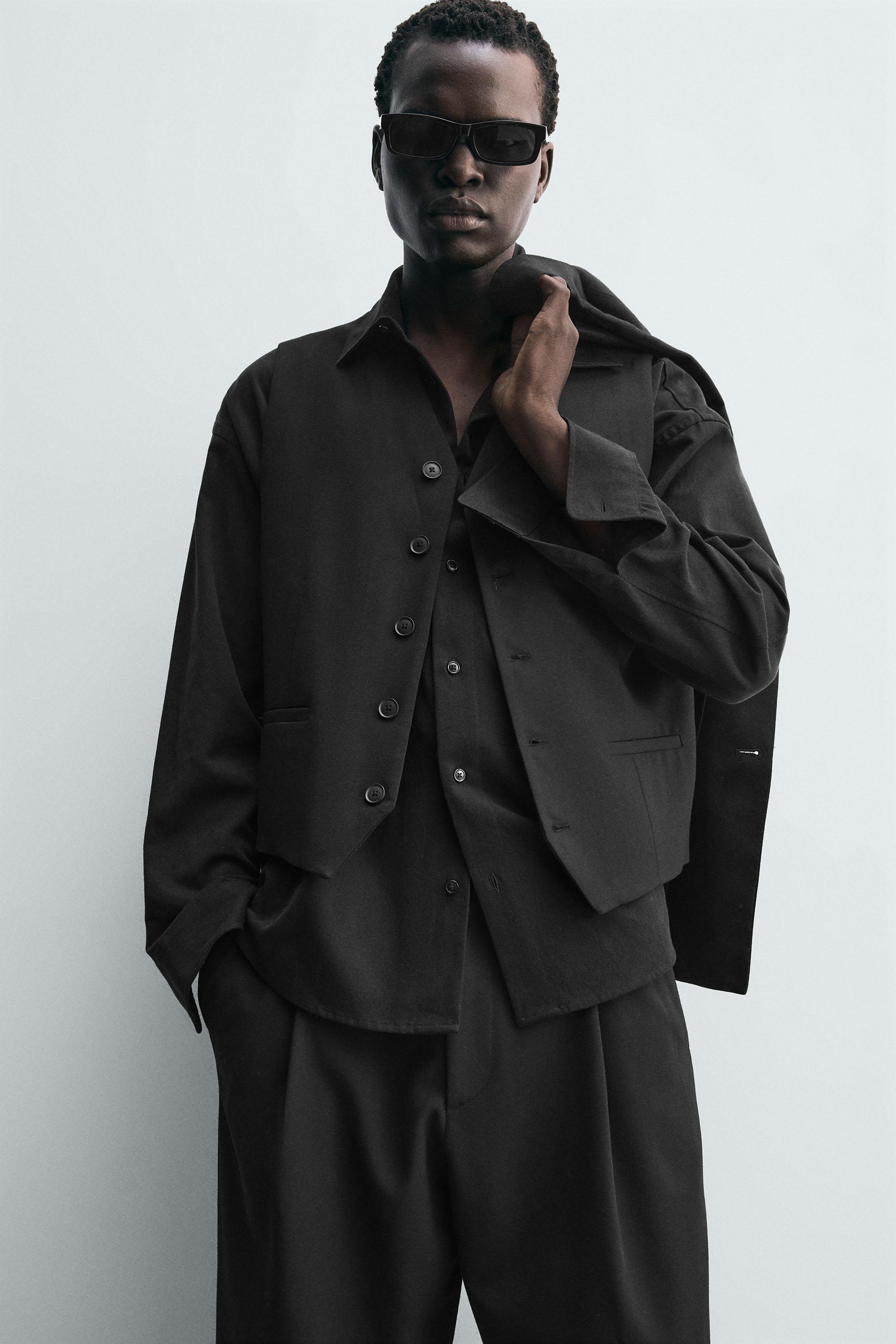 テクスチャー素材スーツベスト - ブラック | ZARA Japan / 日本