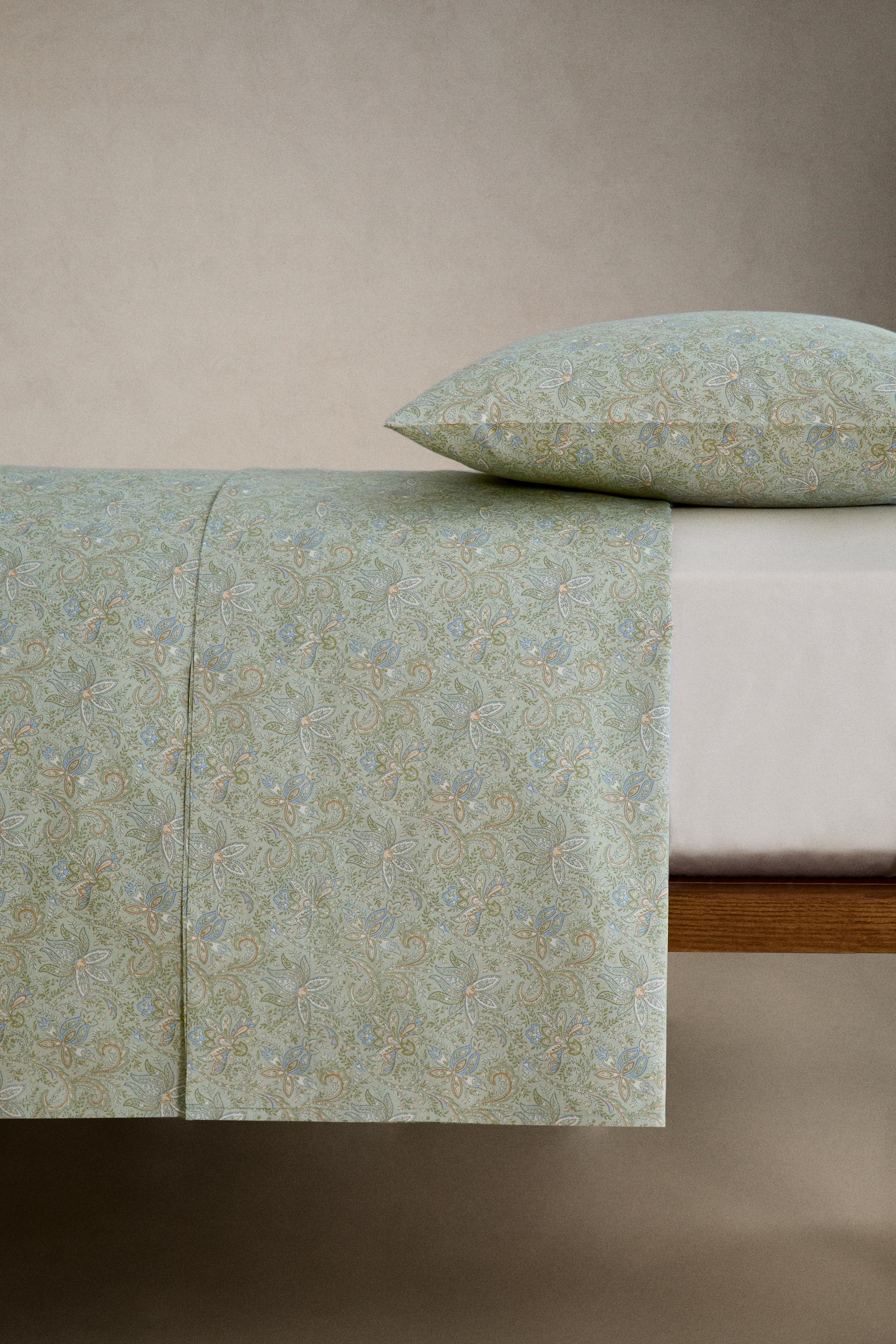 PAISLEY SATEEN FLAT SHEET — Green