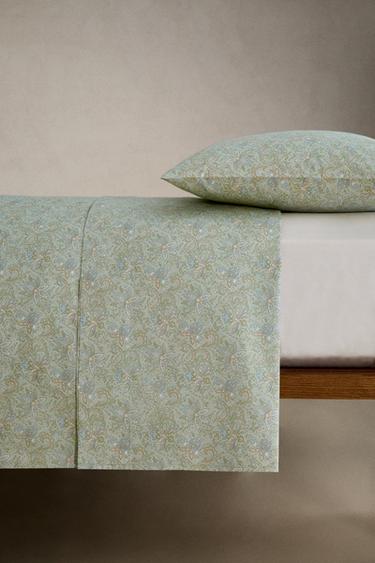 PAISLEY SATEEN FLAT SHEET - Green by Zara - Image 1