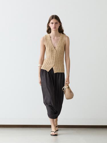 Chaleco punto calado - Beige de Zara - Imagen 0