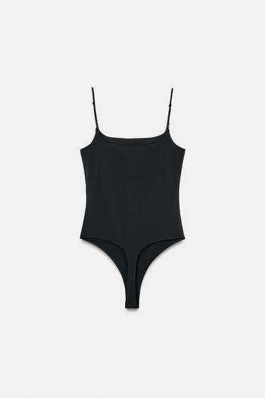 SLIM FIT STRAPPY BODYSUIT - Black by Zara