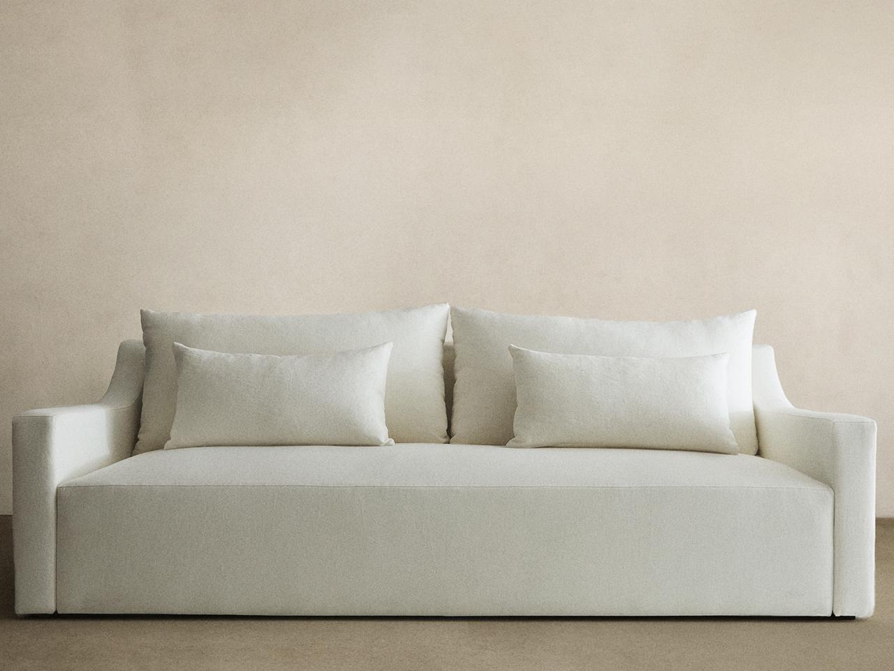 WASHED LINEN COUCH — Oyster-white