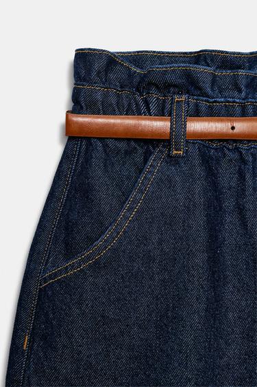 SHORT BAGGY AVEC CEINTURE - Bleu de Zara - Image 8