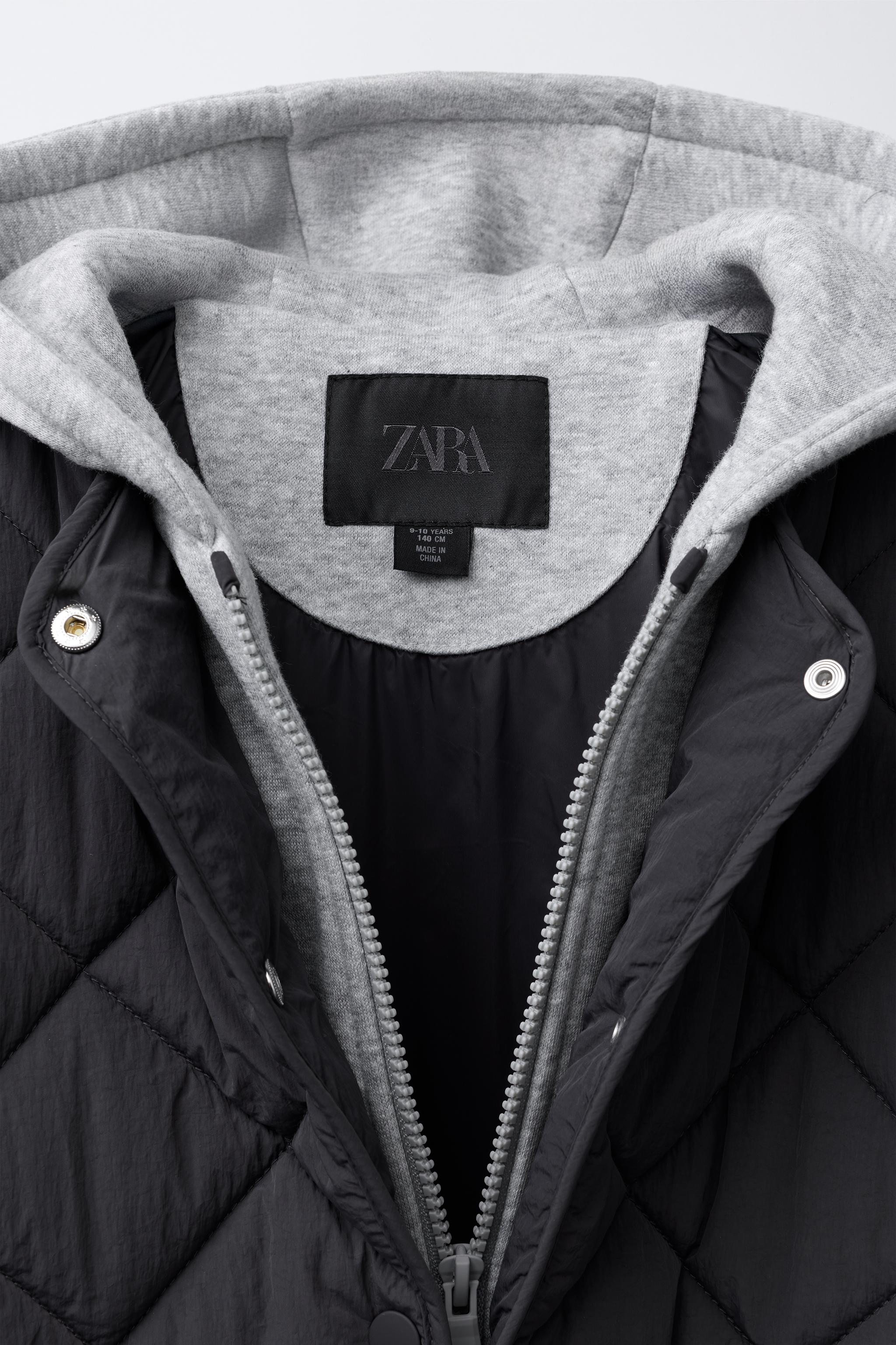 HOODED SWEATSHIRT PUFFER JACKET - Anthracite grey | ZARA