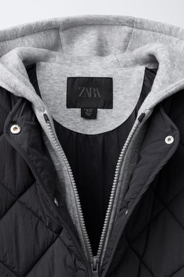 VESTE REMBOURRÉE SWEAT À CAPUCHE - Gris anthracite de Zara - Image 6