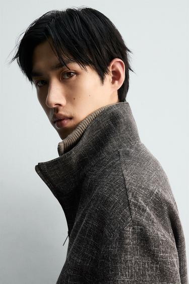 RELAXED FIT TEXTURED OVERSHIRT - Brown by Zara