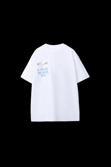 CAMISETA ETIQUETA RELIEVE - Blanco de Zara - Imagen 0