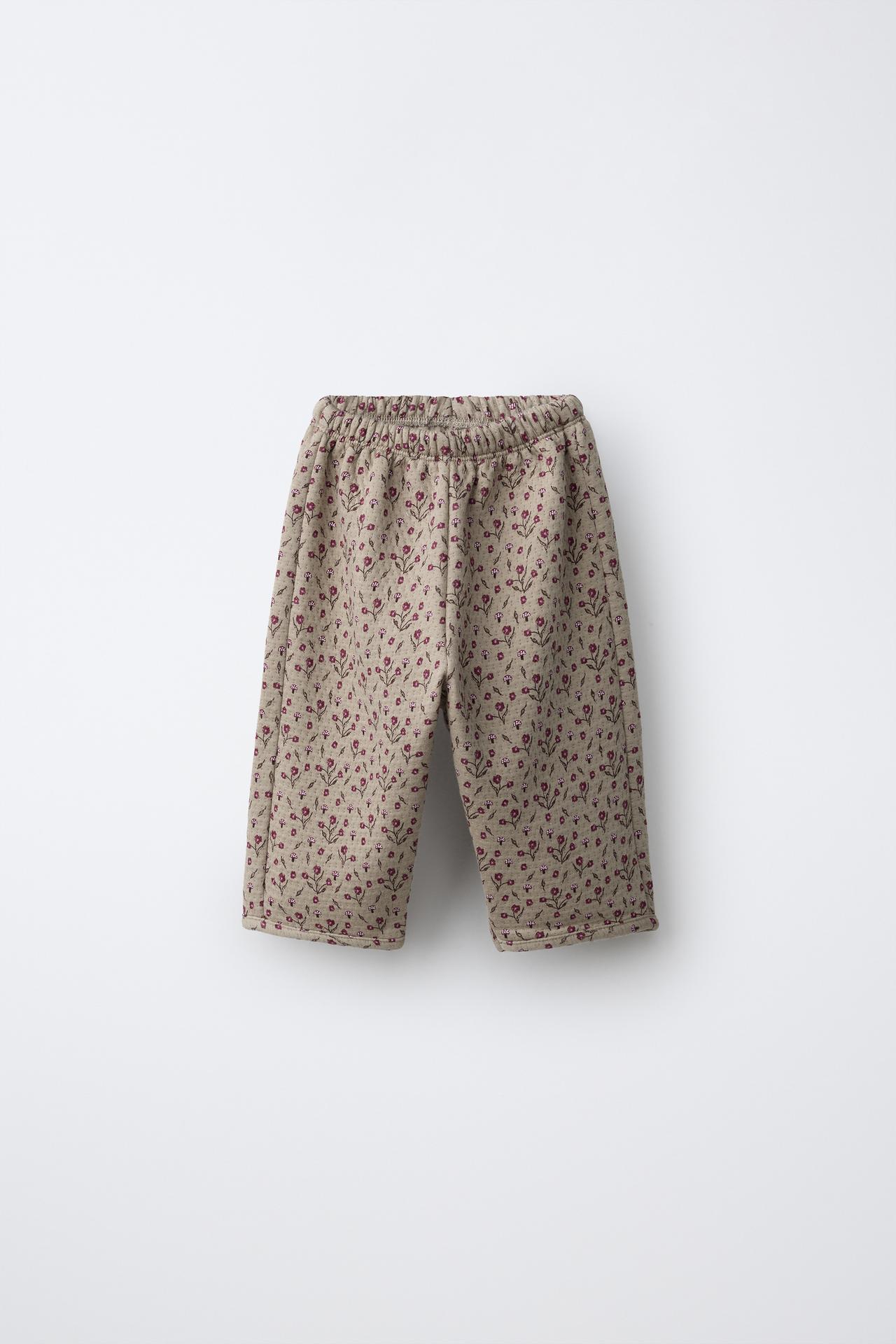 FLORAL TEXTURE PANTS — Sand