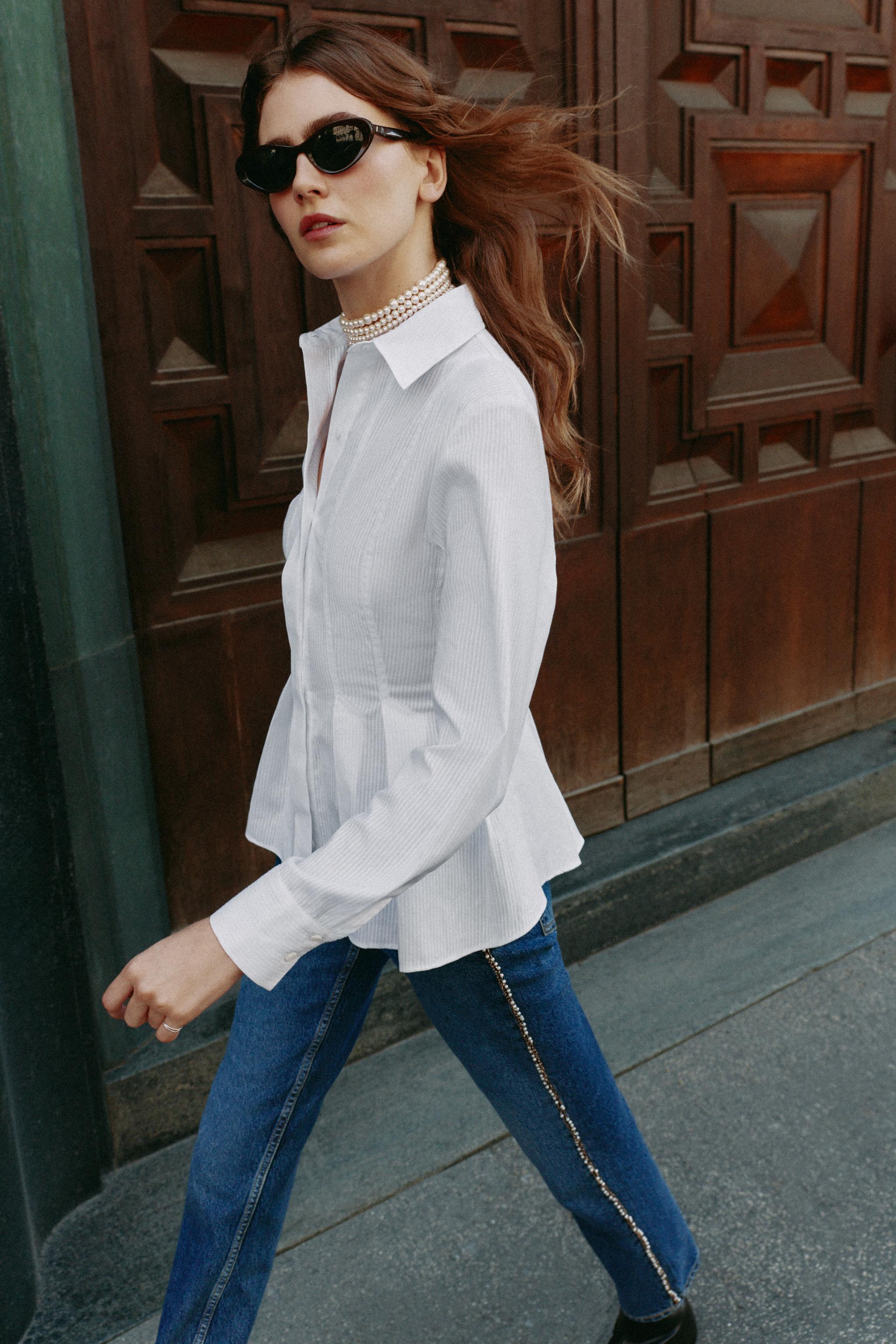 PLEATED POPLIN SHIRT