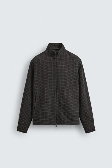 Zara TEXTURED PLAID JACKET - Black / Brown