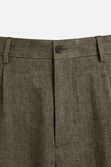 PANTALON DE COSTUME 100 % LIN - Kaki foncé de Zara - Image 7