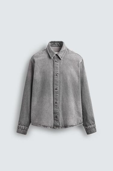 Zara 洗水牛仔襯衫 - 灰色