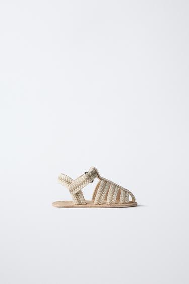 SANDALE STIL GAFORRE SOFT PAMBUK - E bardhë e papërpunuar nga Zara - Imazh 0