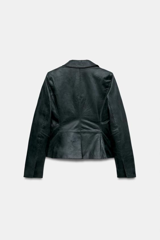 BLAZER CUIR 100% SURPIQÛRES ZW COLLECTION - Noir délavé de Zara - Image 7