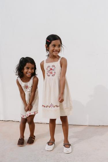EMBROIDERED CROSS-STITCH DRESS - Ecru by Zara