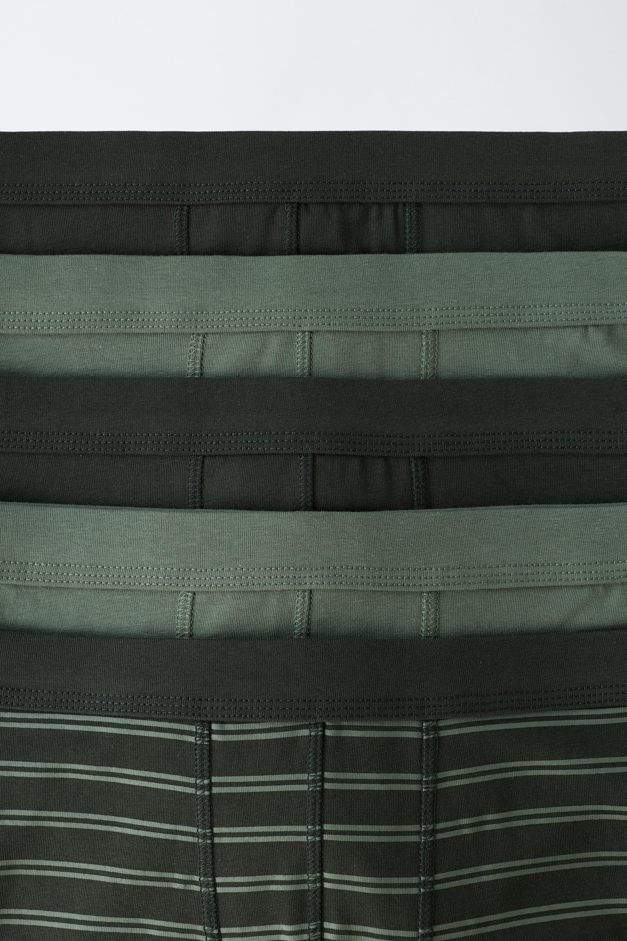 KIDS 6-14 YEARS: PACK OF FIVE STRIPED AND SOLID BOXER BRIEFS