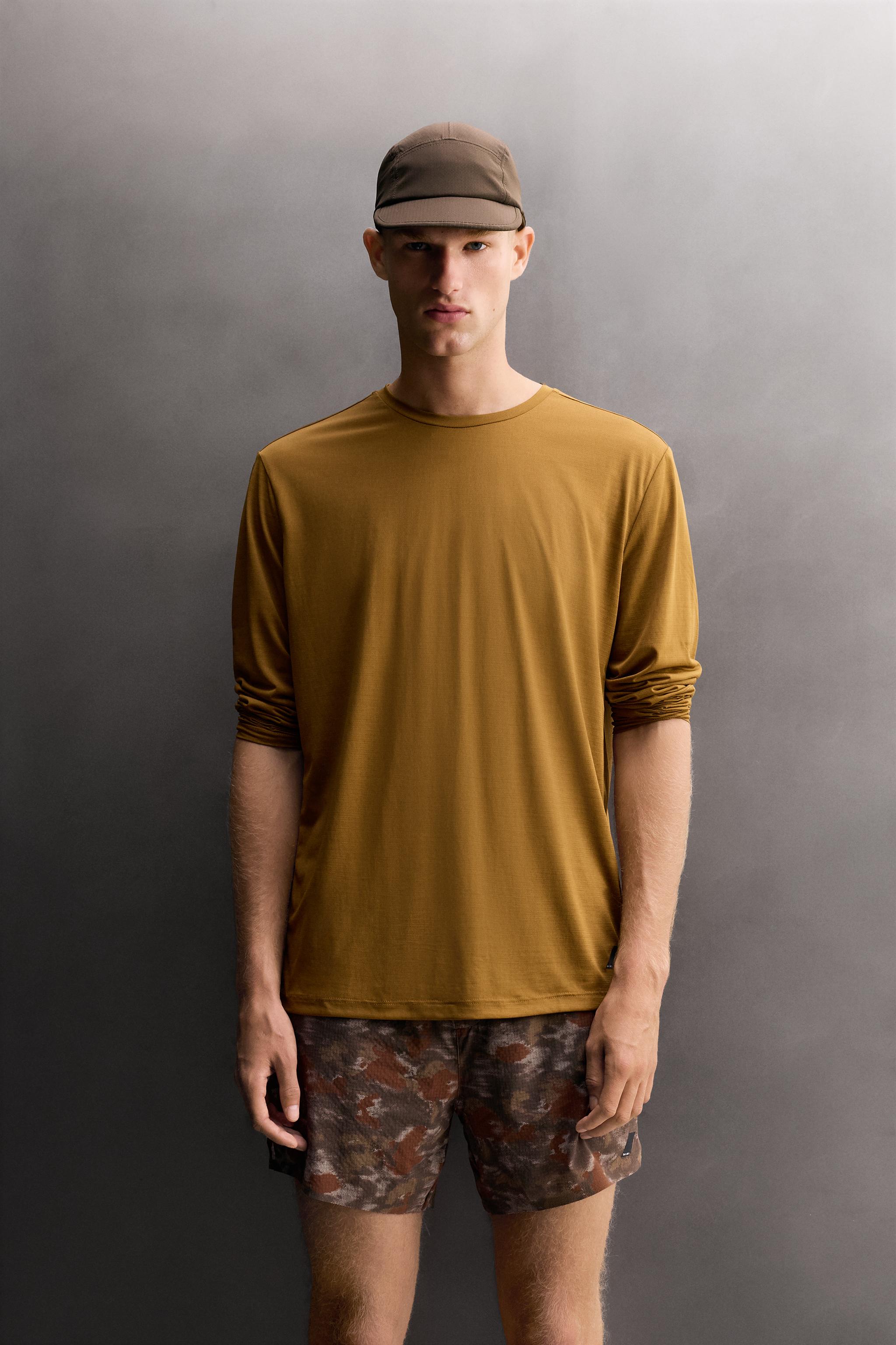 Мужские футболки Zara LONG SLEEVE GRAPHIC TECHNICAL T-SHIRT — фото 2