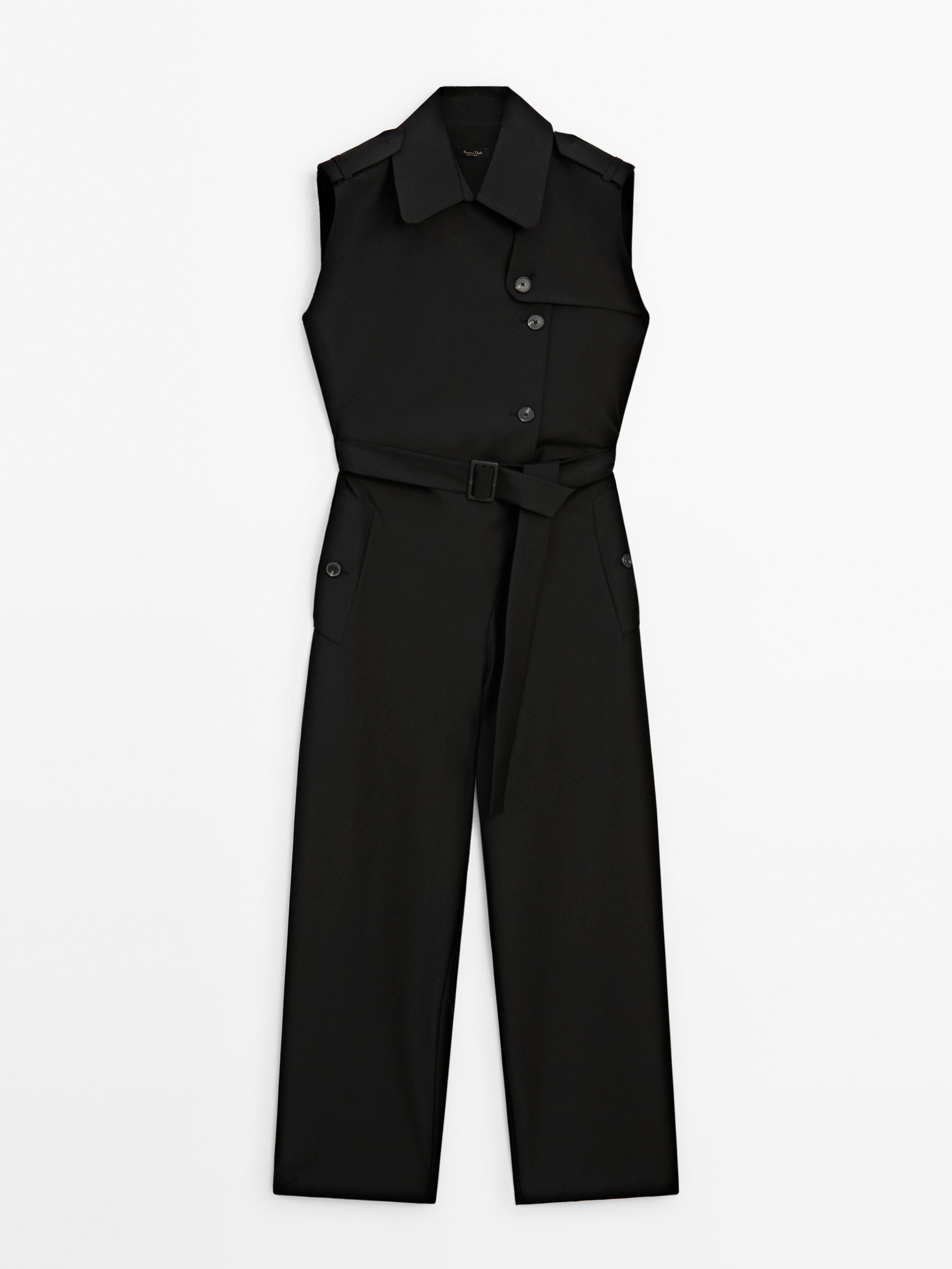 Black tailored-fit jumpsuit