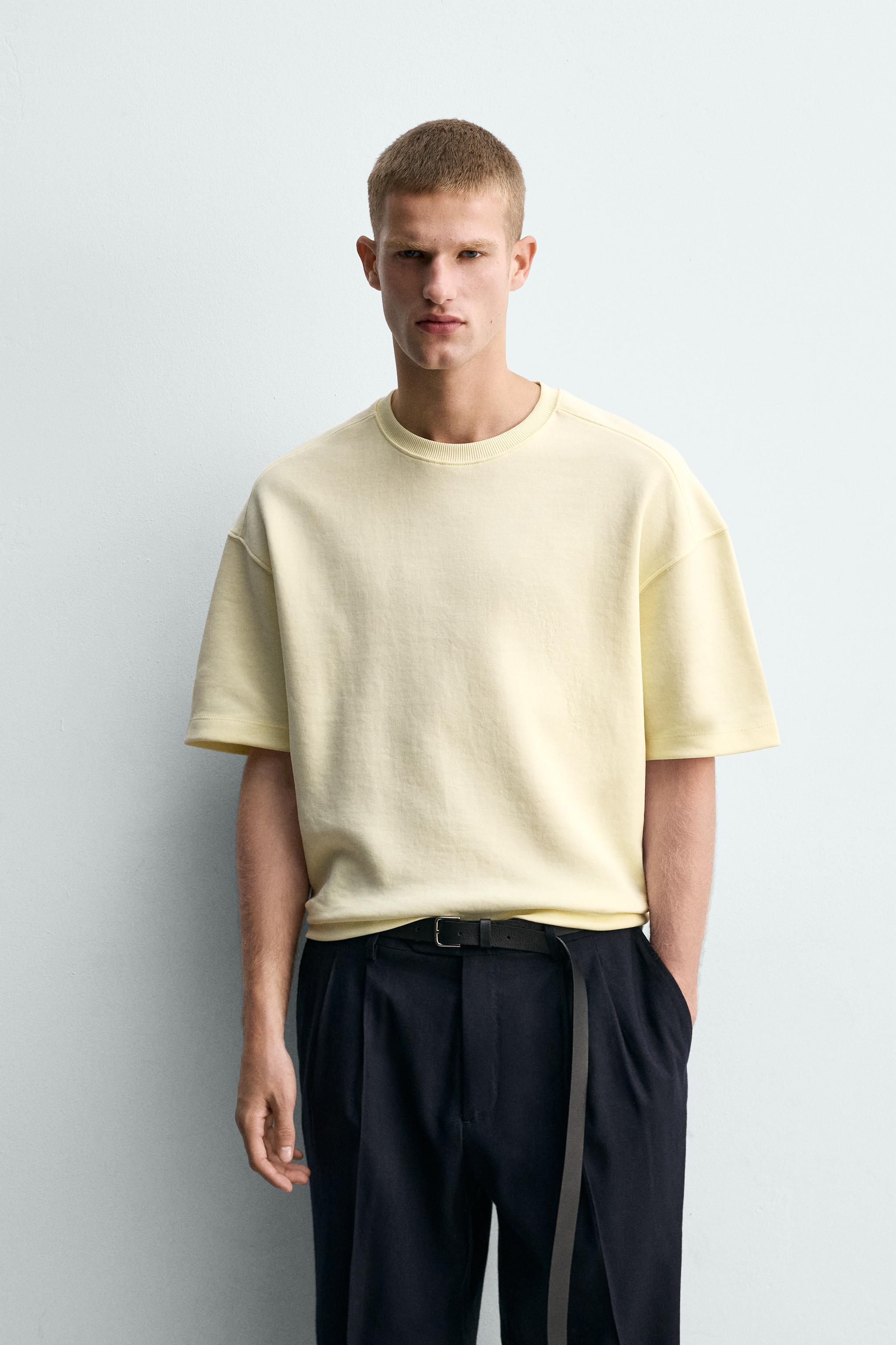 RELAXED FIT INTERLOCK SWEATSHIRT — Light yellow