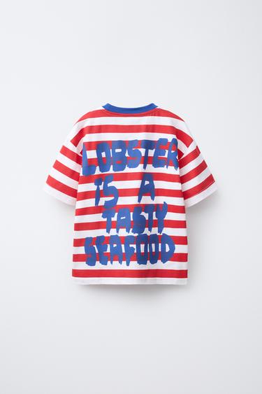 T-SHIRT À RAYURES HOMARD - Rouge de Zara - Image 1