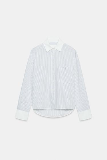 CAMISA LISTRADA CONTRASTE ZW COLLECTION - listrado da Zara - Imagem 0