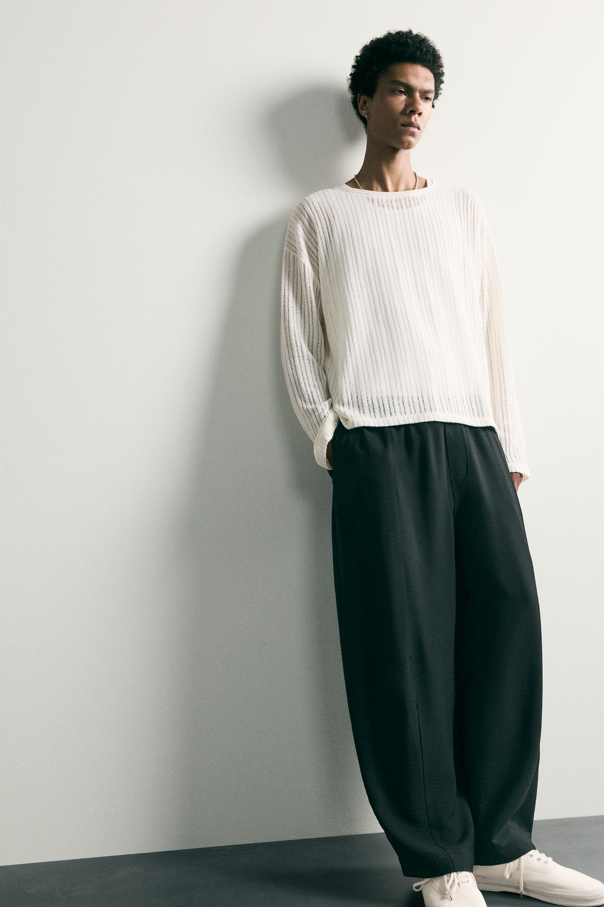 Мужские брюки Zara FLOWY BALLOON FIT PANTS — фото 5