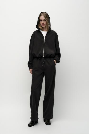 PANTALÓN WIDE LEG TEXTURA - Gris oscuro de Zara