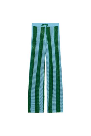 STRIPED KNIT TROUSERS - striped by Zara