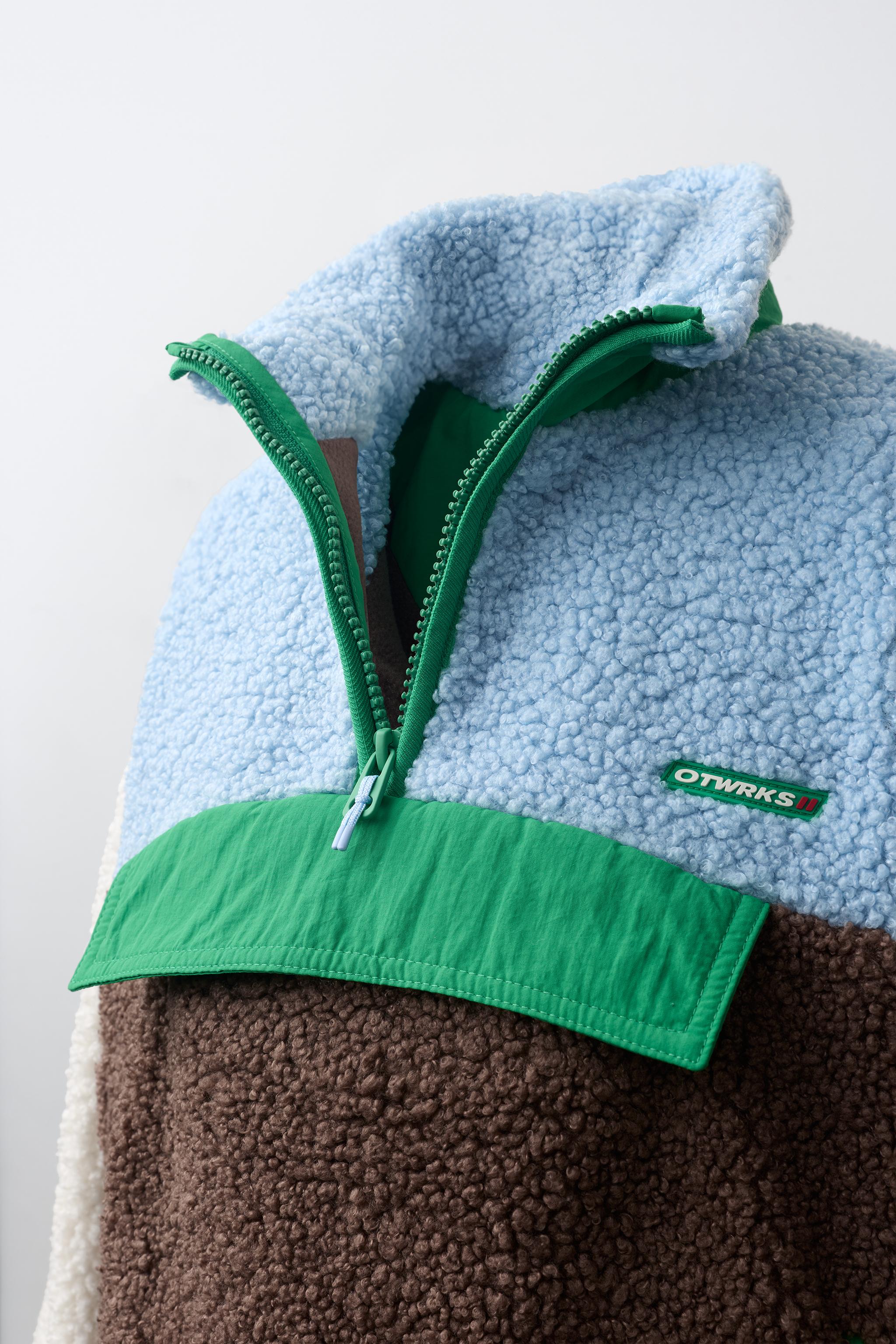 BLOUSON KANGOUROU DAIM COULEUR BLOCK