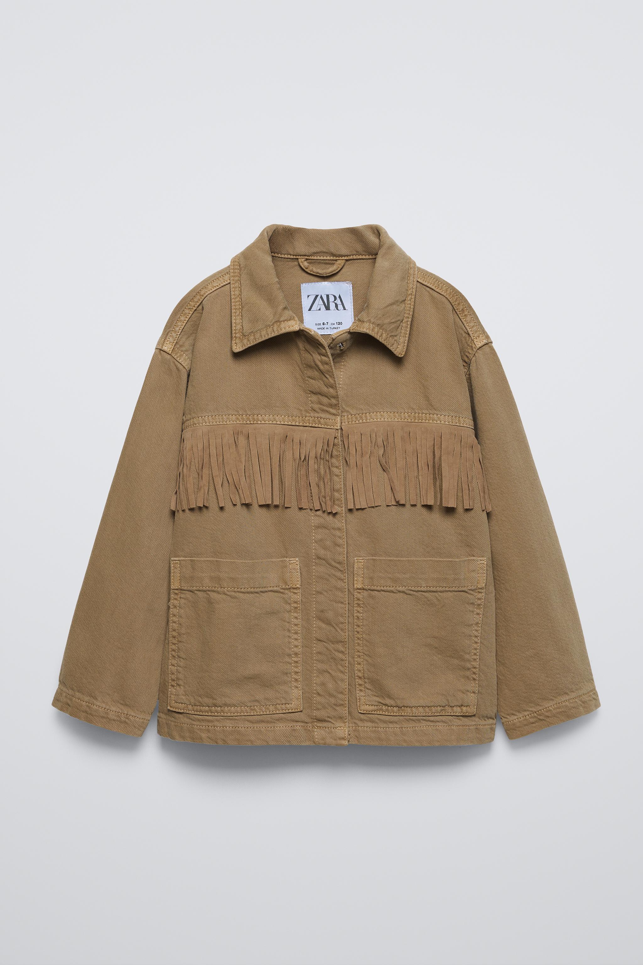 FRINGE JACKET Dark beige ZARA Canada