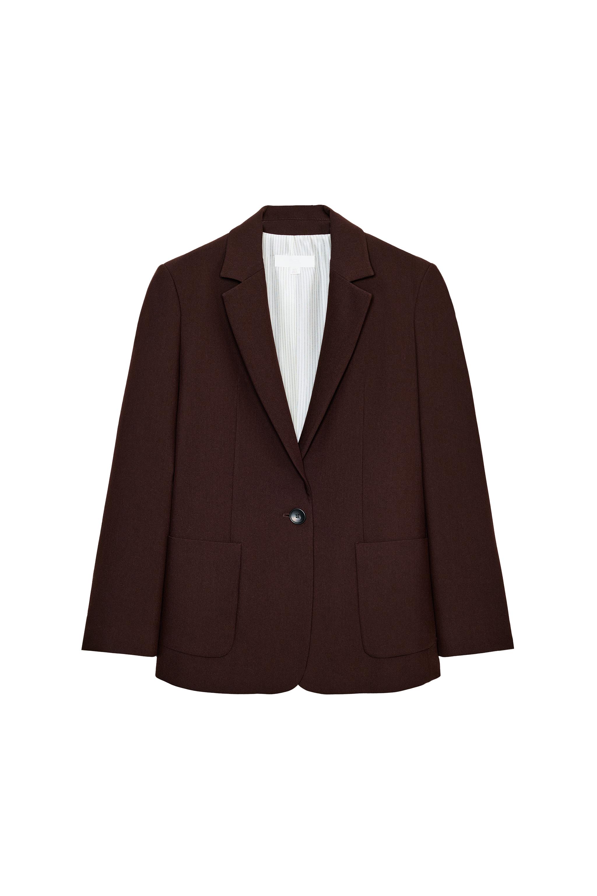 STRAIGHT-FIT BLAZER WITH SHOULDER PADS