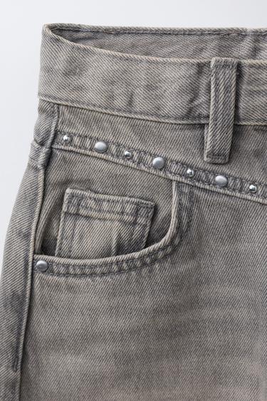 STUDDED BARREL JEANS - Mink by Zara - Image 4
