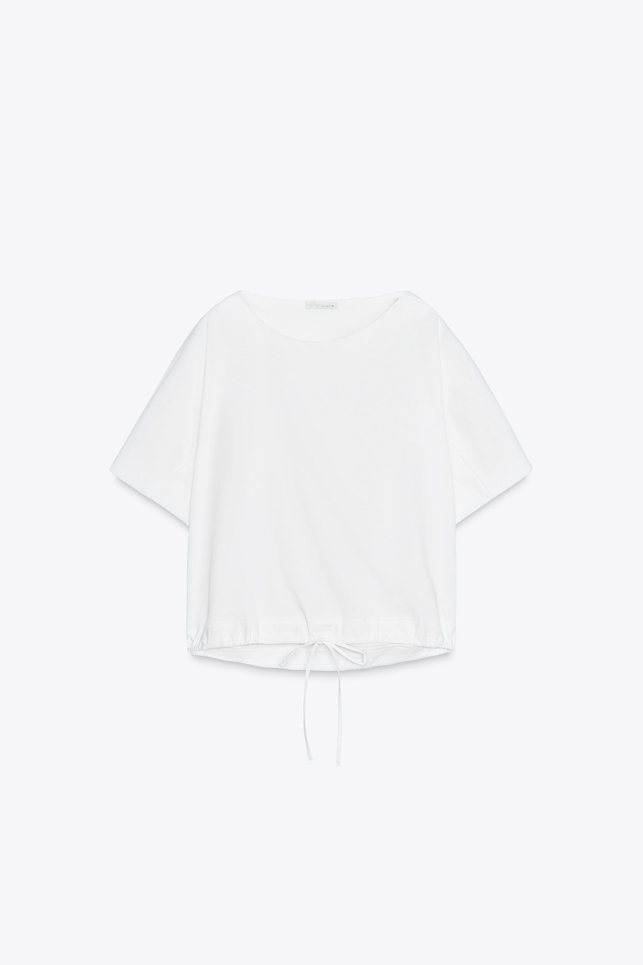 【ZARA】コットンギャザーＴシャツ ホワイト | 0264/008/250 GATHERED COTTON T-SHIRT - White | ZARA Canada