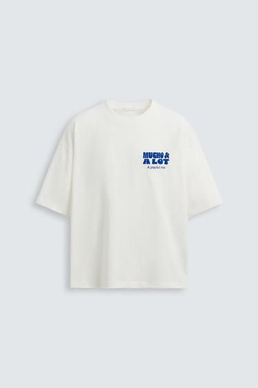 Zara TEXT PRINT T-SHIRT - White