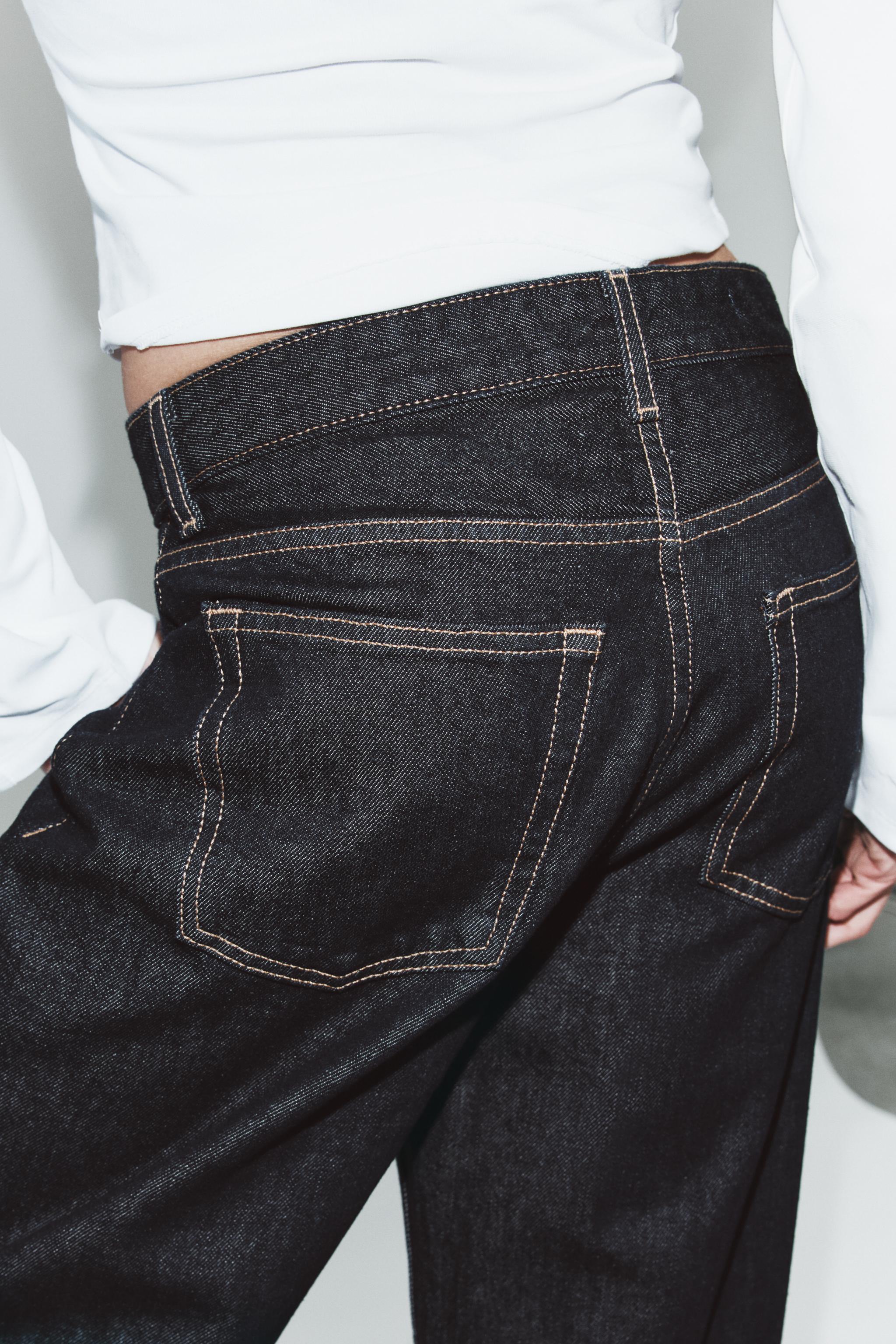 Zara Trf Baggy Folded Orta Bel Jean görsel 7