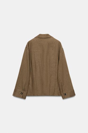BLOUSON BOMBER LIN POCHE ZW COLLECTION - Marron clair de Zara - Image 6