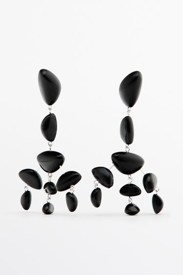 Pendientes grandes gemas - Negro de Zara