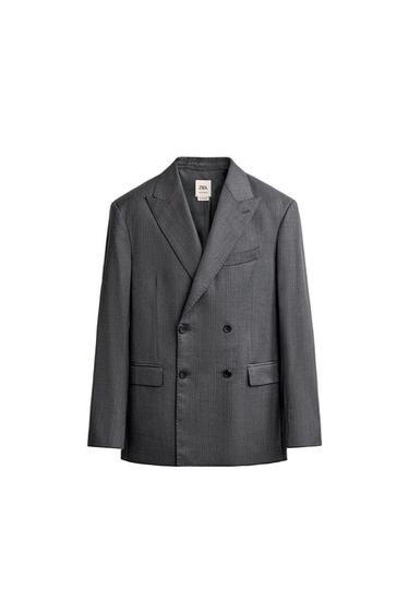 BLAZER TRAJE RAYAS 100% LANA - Gris / Azul de Zara
