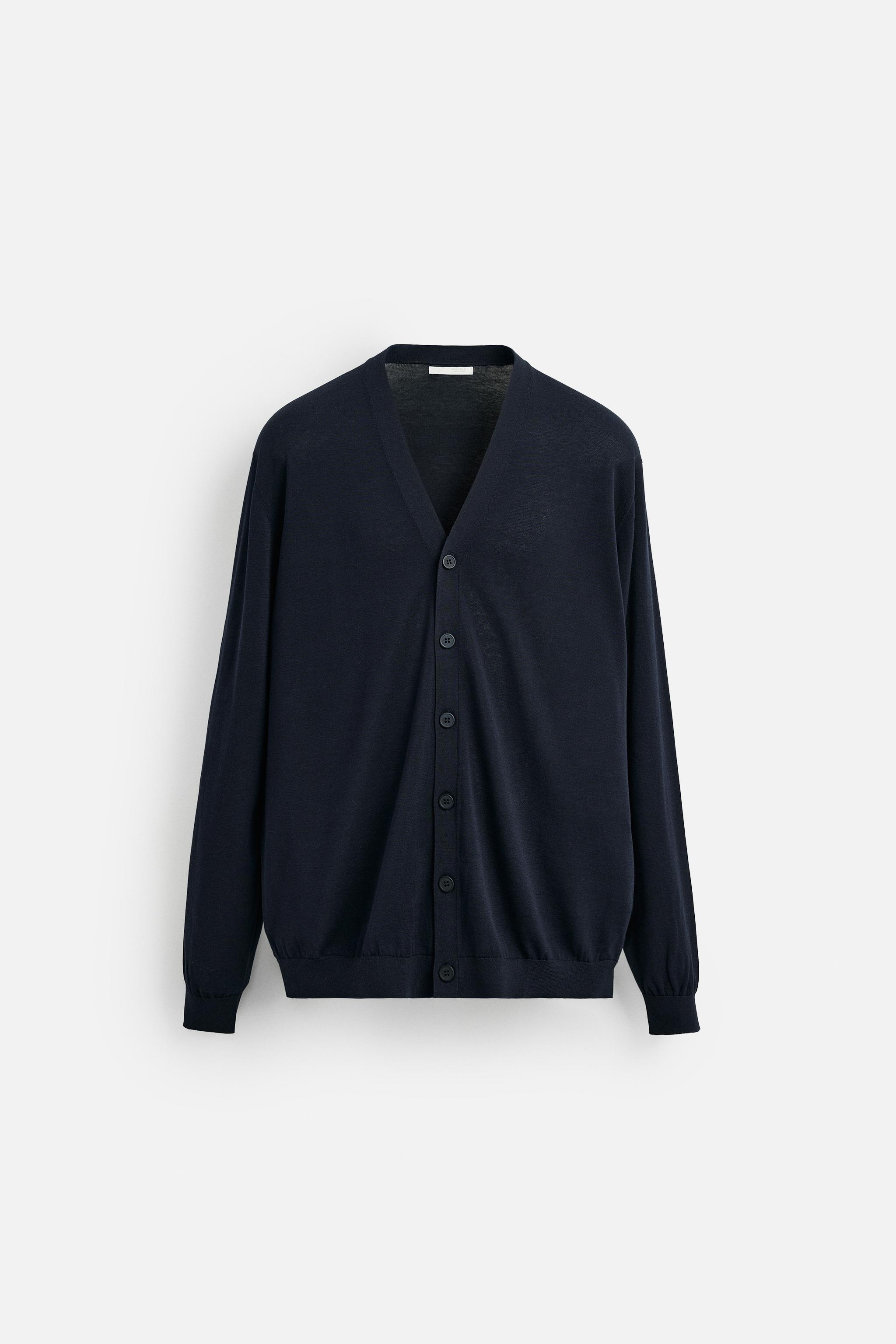 ネイビー（紺）系 L ZARA(ザラ) カーディガン(レディース