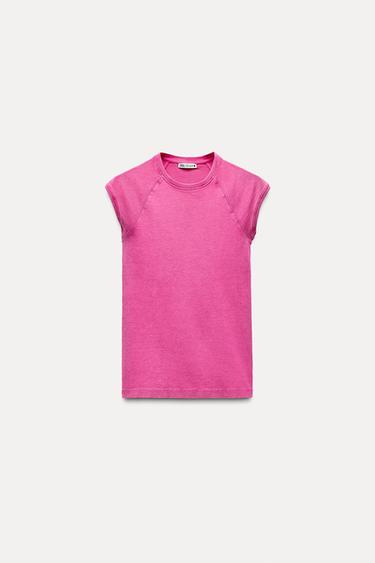 FADED COTTON T-SHIRT - Fuchsia by Zara