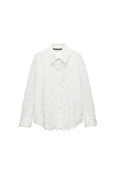 SHIRT WITH FRINGED TRIMS