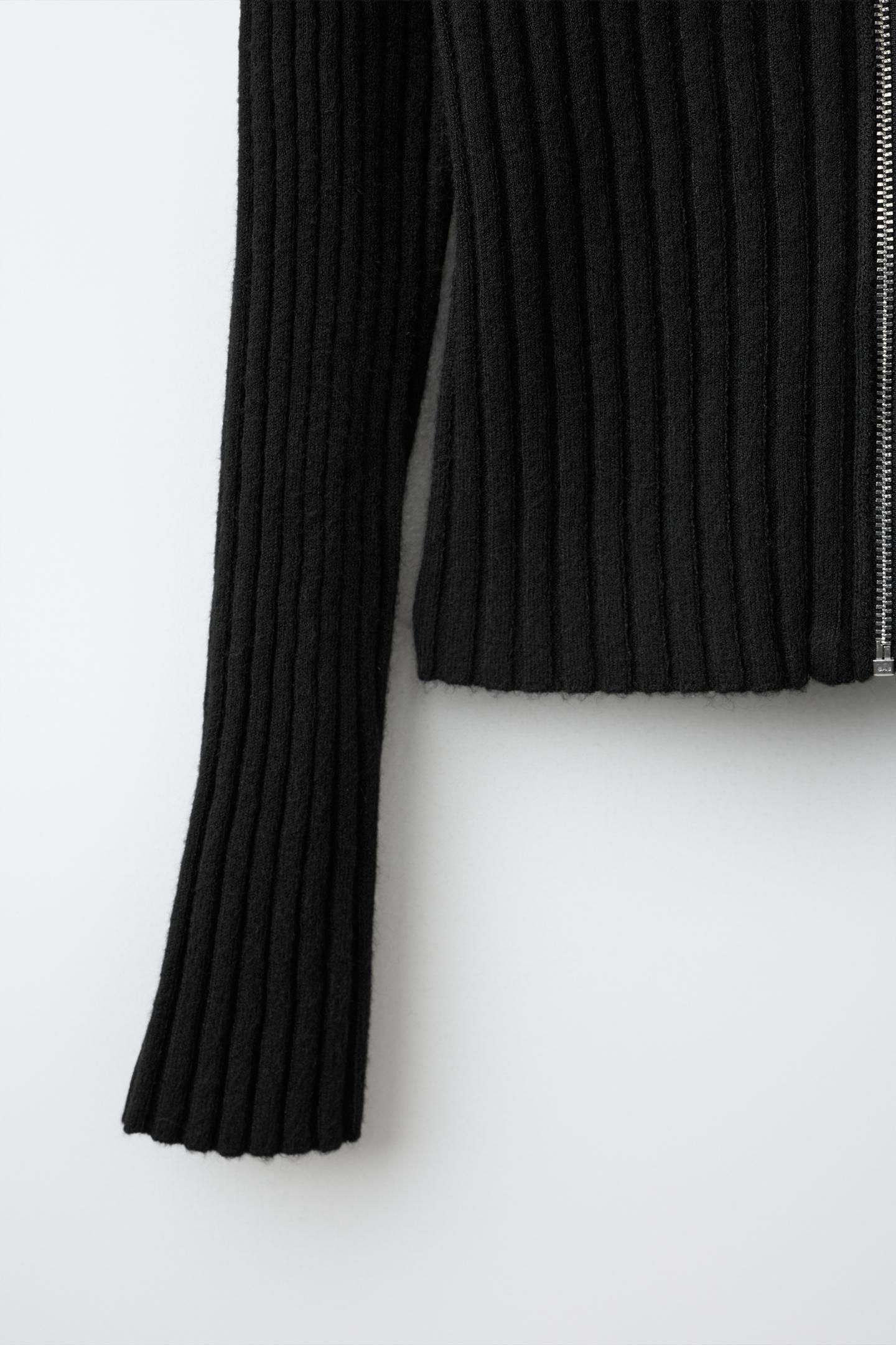 Детские свитеры Zara Faux-Fur Detail Collar Cardingan, цвет: Чёрный — фото 5