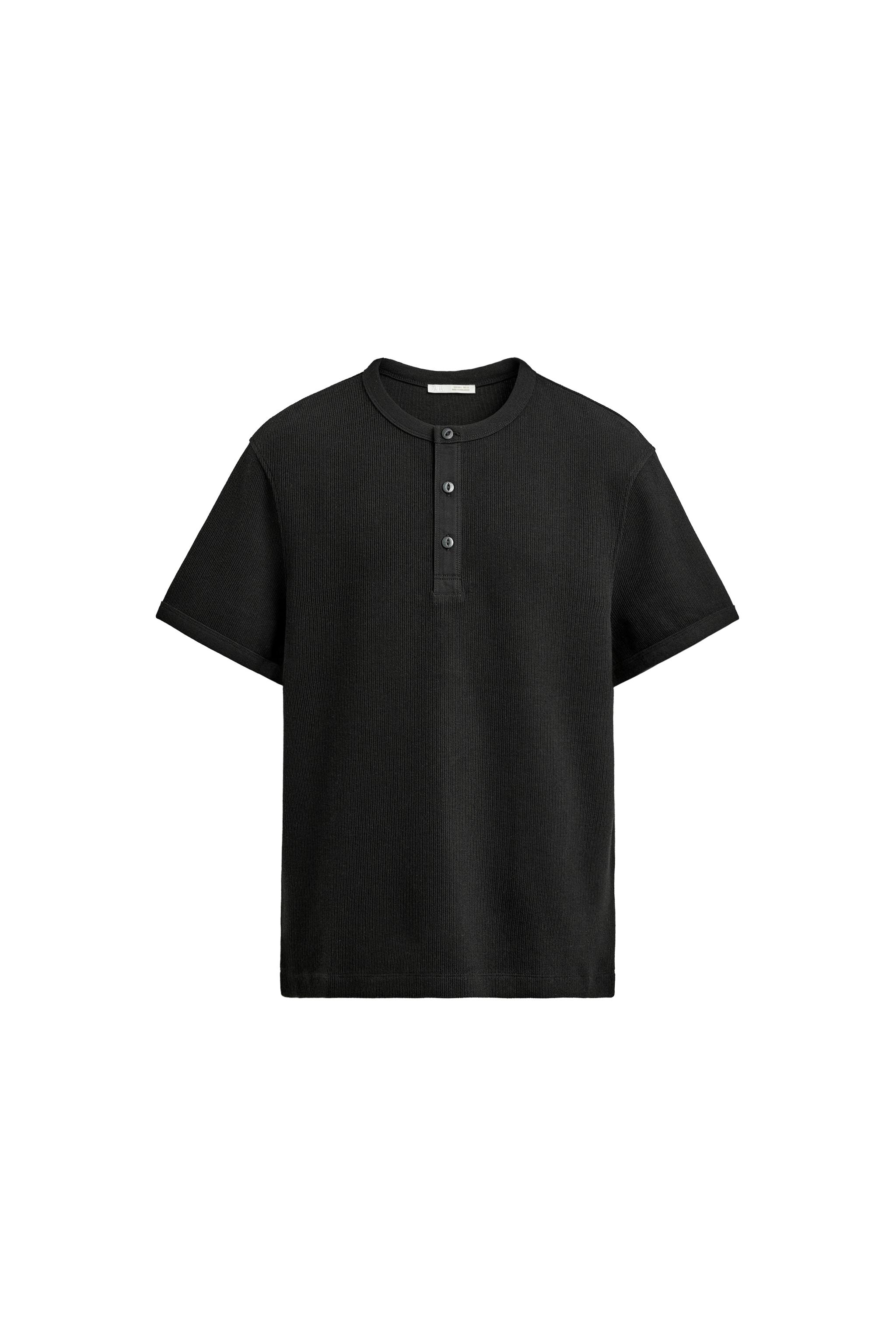 Maglietta Da Uomo In Cotone Con Bottoni, Collo Henley, Manica Lunga Casual Tinta Unita~p198103425