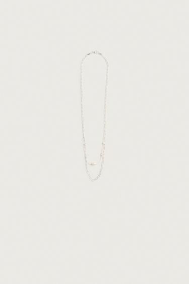 2-PACK COMBINED PEARL NECKLACES — Silver 1