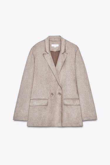 FAUX SUEDE BLAZER - Brown / Taupe by Zara - Image 6