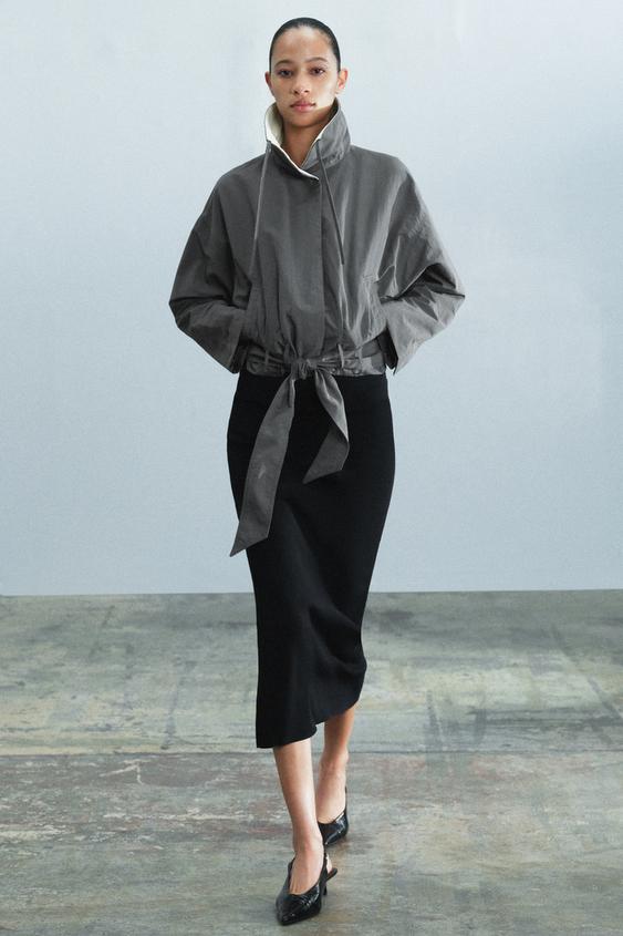 ZW COLLECTION SHORT BELTED JACKET - Mid-grey by Zara - Image 0