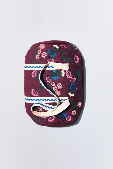 СУМКА-БОУЛІНГ З ВИШИВКОЮ - Бордово-червоний Zara