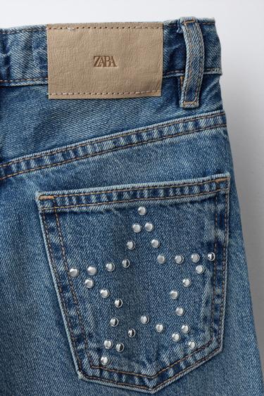 JEANS WIDE LEG STRASS ÉTOILES - Bleu de Zara - Image 3