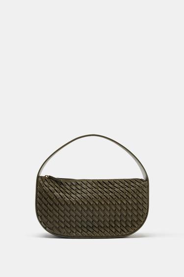 BOLSO DE MANO EFECTO TRENZADO - Verde de Zara